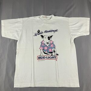 Vintage Alore Spuds MacKenzie Bud Light Shirt Mens Large White 1986 80s Tee